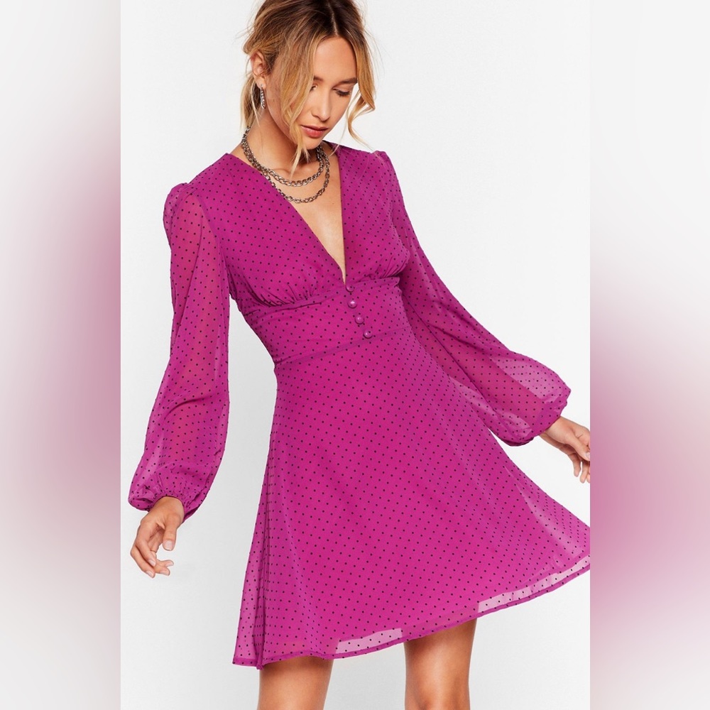 NWT Nasty Gal V-Neck Button Down Mini Dress